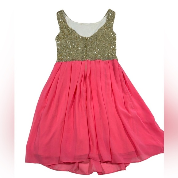 B.Darlin pink and gold Sequin and chiffon Dress juniors size 3/4 - Picture 2 of 6